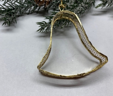 Dekoanhänger aus Metall-Gitter, Glocke gold